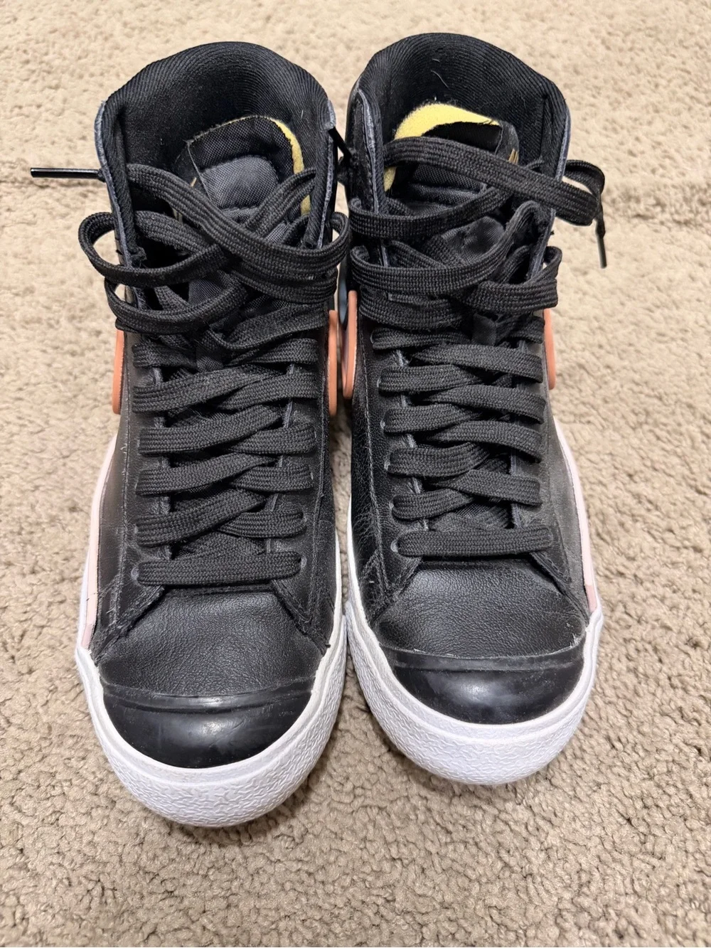 Nike Blazer Black High-Top Sneakers with Pink Trim